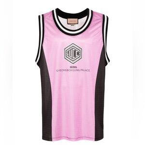 Gucci Pink and Black Logo basketball Tank NWT